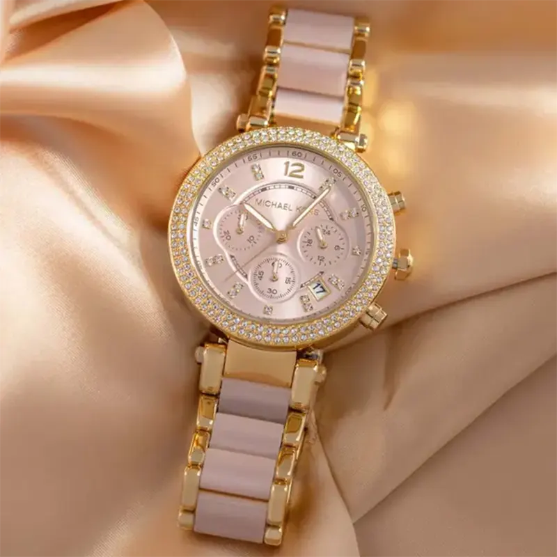 Michael Kors Parker Pink Dial Two-tone Ladies Watch- MK6326